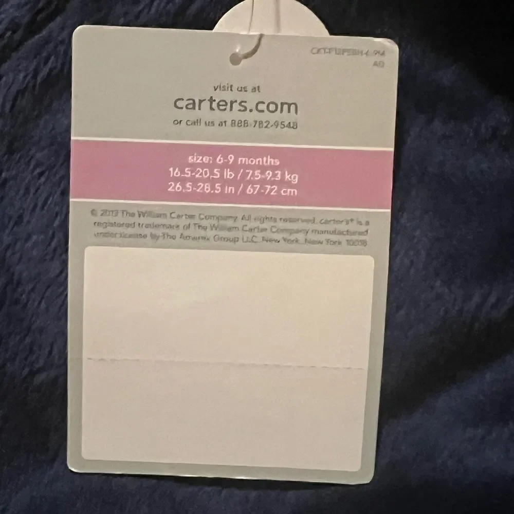 Carters Baby Blue Plush Pram with Monkey Snow Suit 6-9 Month NWT